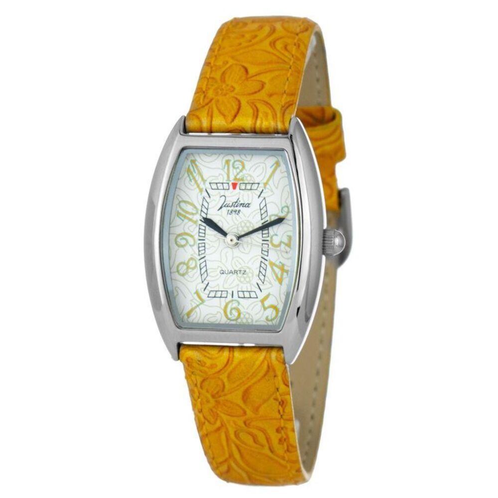 JUSTINA Leather Dress Watch with Classic Design Women Orange Watches